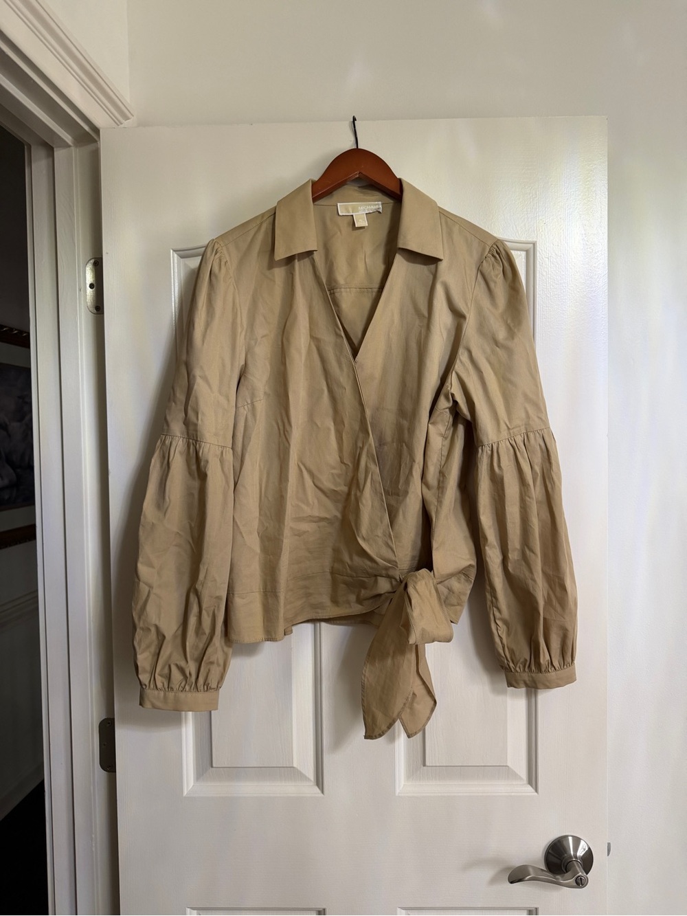 MICHAEL Michael Kors Beige Tie-Waist Wrap Jacket
